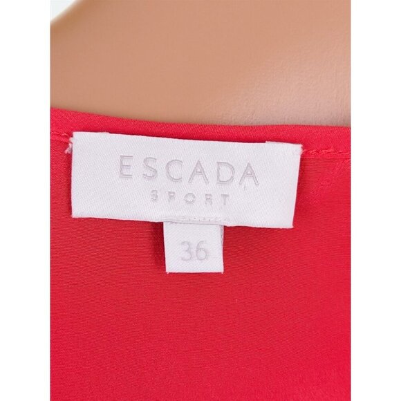 Escada Sport Narlene Tiered Silk Sleeveless Camisole Top 36 US 6 Lobster Red - Picture 7 of 8